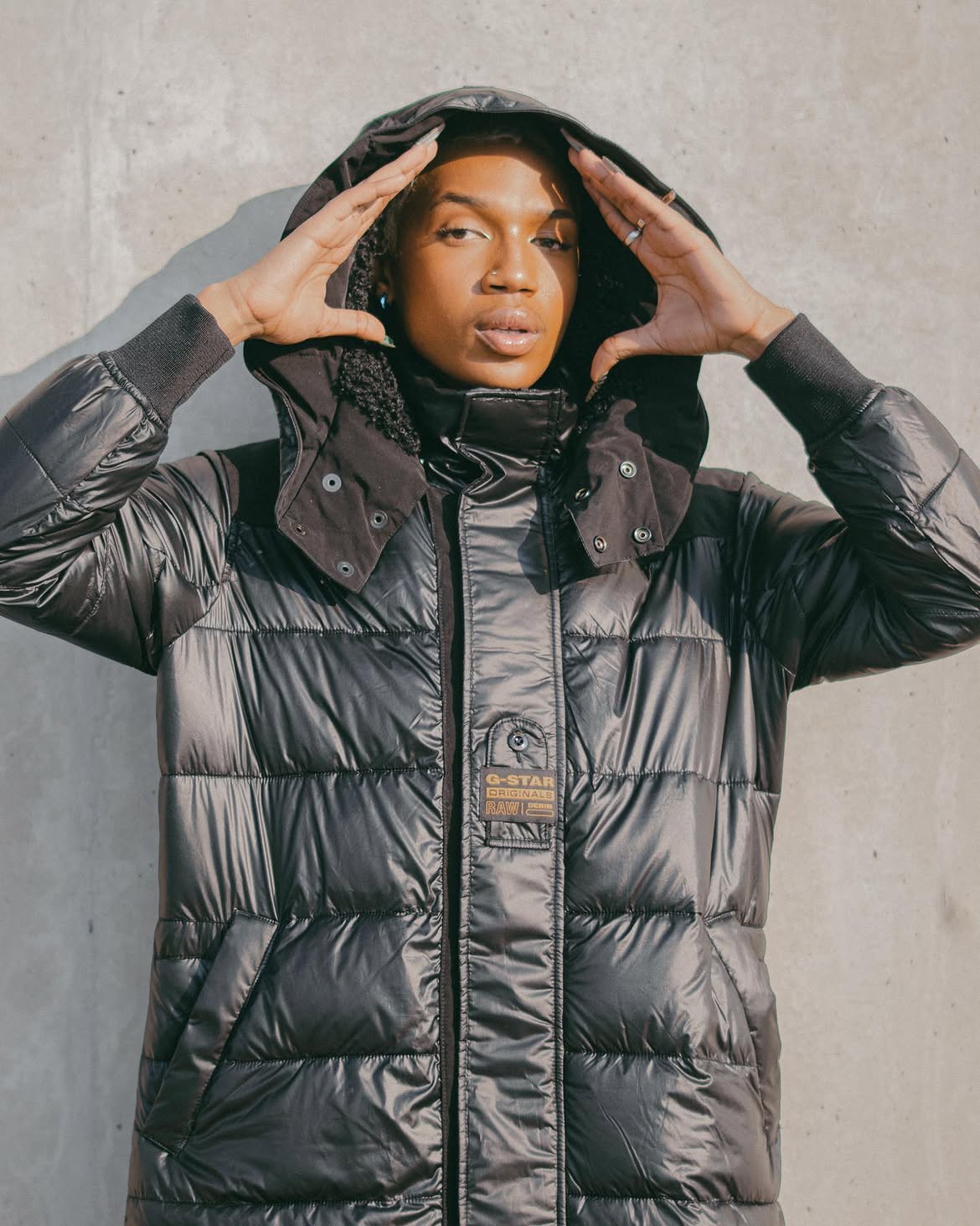 Nkuley modelling G-Star RAW outerwear